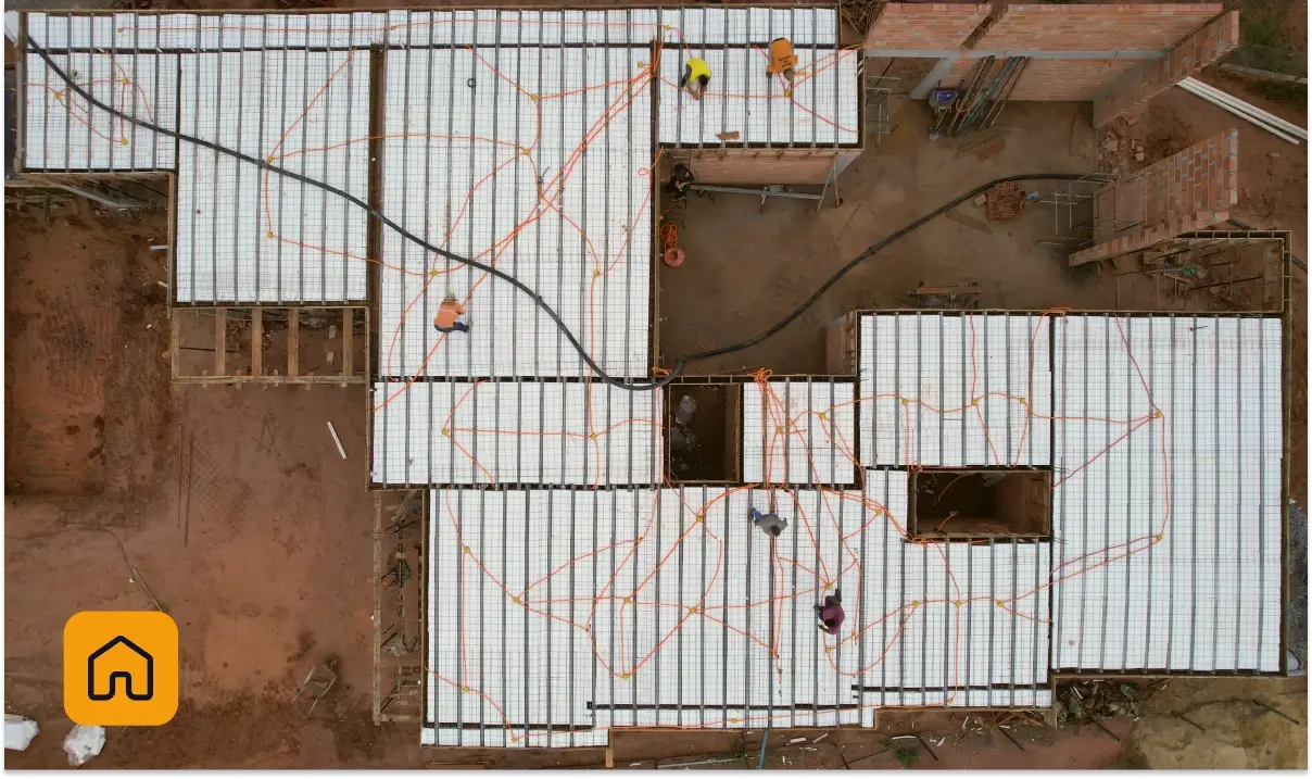 foto aerea de laje protendida com isopor de vão grande